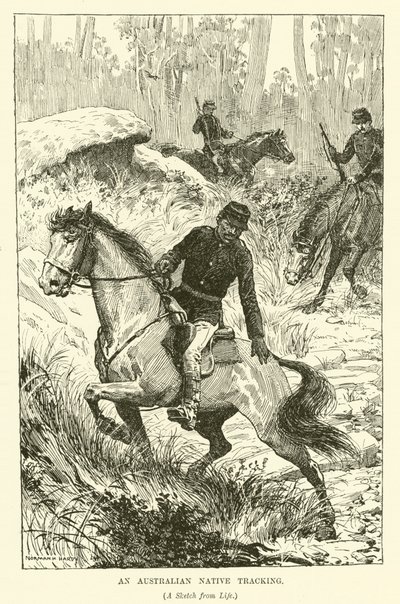 En australsk innfødt sporing (gravering) av Norman Hardy