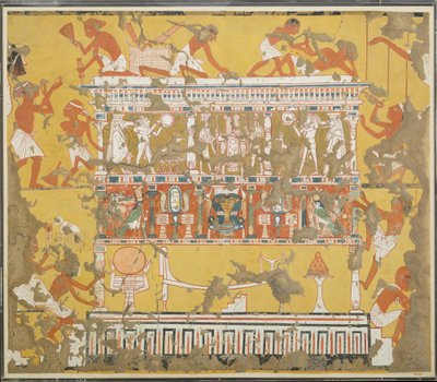 Bygge en katafalk, graven til Ipuy, ca. 1279–1213 f.Kr. (tempera på papir) av Norman de Garis Davies