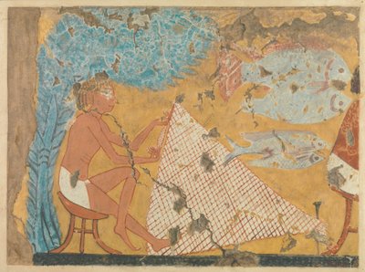 Man Making a Net, Tomb of Ipuy, ca. 1295–1213 f.Kr. (tempera på papir) av Norman de Garis Davies