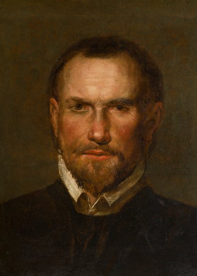 Portrett av en ukjent skjeggete mann, ca. 1501-99 (Olje og papir lagt ned på panel) av Northern Italian School
