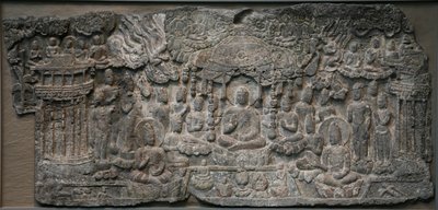 Western Paradise, Handan, Hebei-provinsen, 550-577 (kalkstein med spor av pigment) av Northern Qi Dynasty Chinese Scool