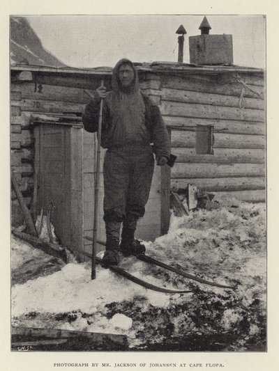 Fotografi av Mr Jackson av Johansen ved Cape Flora (s/hvitt foto) av Norwegian Photographer