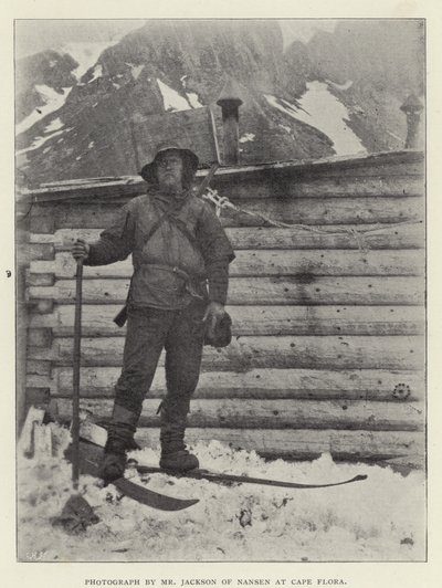 Fotografi av Mr Jackson fra Nansen ved Cape Flora (s/hvitt foto) av Norwegian Photographer
