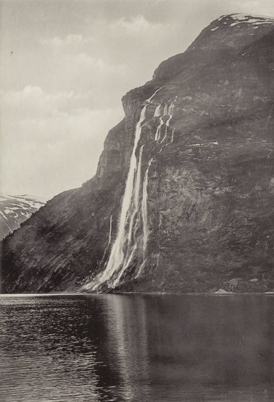 De syv søstre (fossen) Geiranger (s/hvitt bilde) av Norwegian Photographer