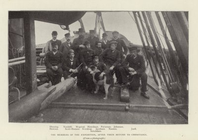 Medlemmene av ekspedisjonen, etter hjemkomsten til Christiania (s/hvitt foto) av Norwegian Photographer
