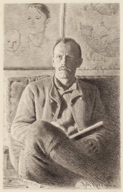 Portrait of Fridtjof Nansen (etching) av Norwegian School
