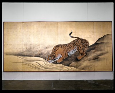Tigre i et landskap av Obun Kunii