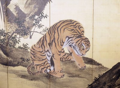 Tigre i et landskap av Obun Kunii