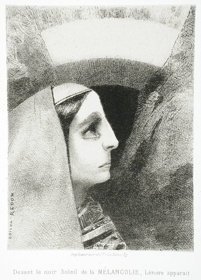 Til Edgar Poe (Foran melankoliens svarte sol viser Lenore seg) av Odilon Redon