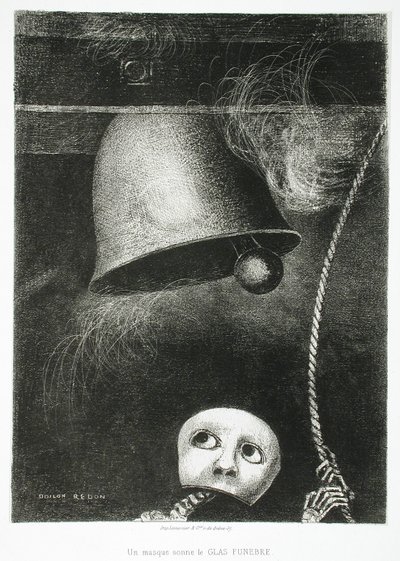 En maske lyder dødsstøtet av Odilon Redon