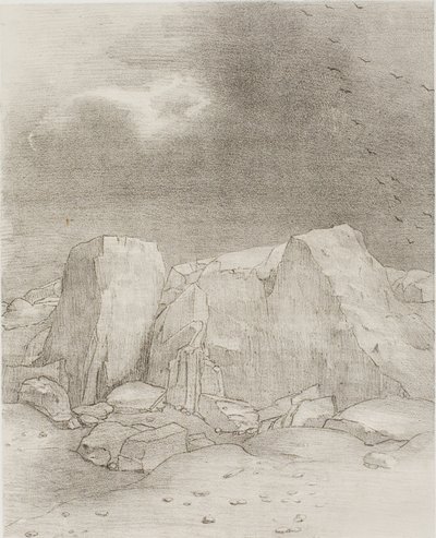 And He Discerns an Arid, Knoll-Covered Plain, plate 7 av 24 av Odilon Redon