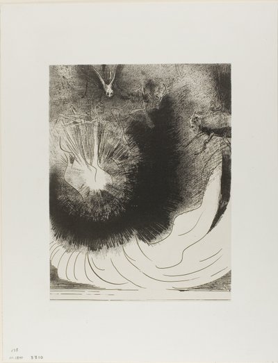 Og det falt en stor stjerne fra himmelen, brennende som en lampe, plate 5 av 12 av Odilon Redon