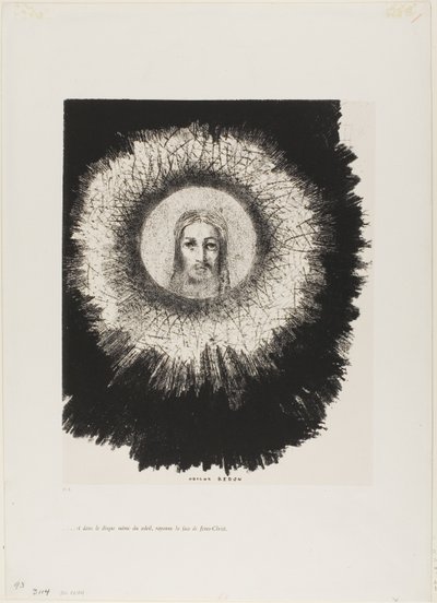 Og i Very Disk of the Sun Lights the Face of Jesus Christ, plate 10 fra The Temptation of Saint Anthony (1. serie) av Odilon Redon