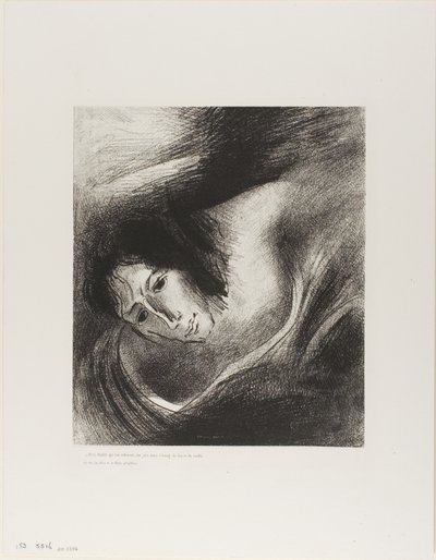 Og djevelen som hadde forført dem ble kastet i sjøen av ild og svovel, hvor udyret og den falske profeten er, plate 10 av 12 av Odilon Redon