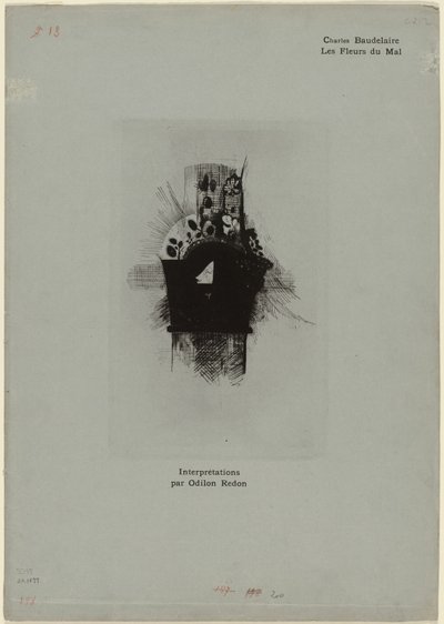Deksel/frontstykke til Les Fleurs du Mal, plate 1 av 9 av Odilon Redon