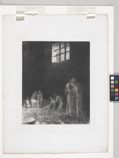 In the Shadow Of People Weep And Pray... (litografi på kinesisk applikasjonspapir) av Odilon Redon