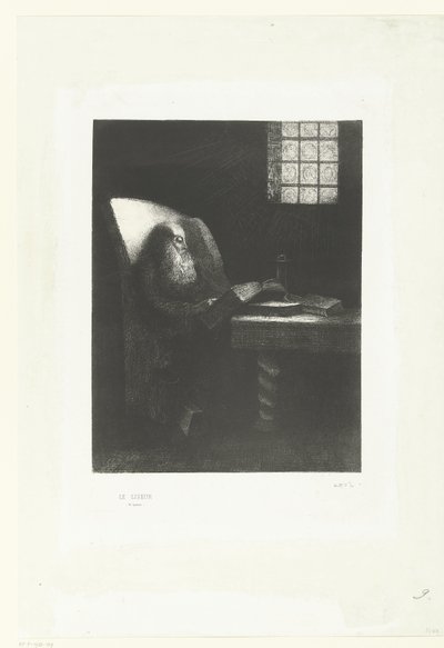 Leseren Le Liseur (tittel på objekt) Portrett av Rodolphe Bresdin av Odilon Redon