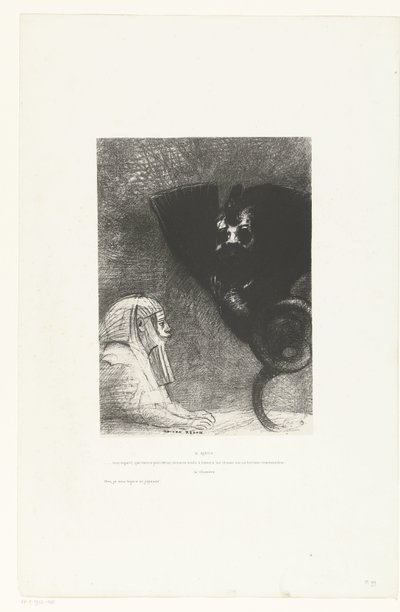 Fra sfinx til chimaera Sfinksen: ... mitt blikk, som ingenting kan avvike, forblir anstrengt gjennom ting på en utilgjengelig horisont, Chimeraen: Meg, jeg er lett og glad! Temptation of Saint Anthony (2) (serietittel) Søking van de heilig av Odilon Redon
