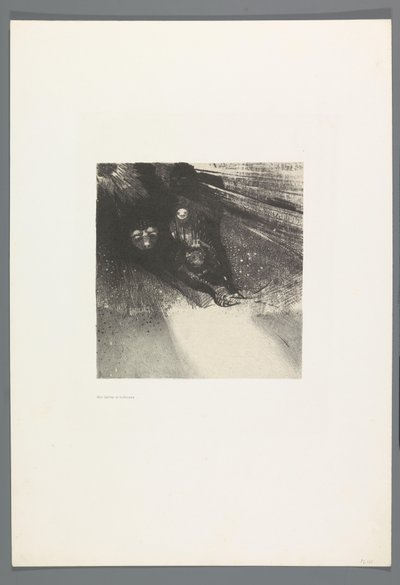 Des larves si hideuses La Maison Hautée, 6 litografier omslagstittelside The Haunted House, La Maison Hantée, illustrasjoner til tekst av Bulwer-Lytton, oversatt til fransk av René Philipon, (serietittel) av Odilon Redon