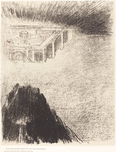 Og jeg, Johannes, så den hellige by, det nye Jerusalem, komme ned fra Gud fra himmelen av Odilon Redon
