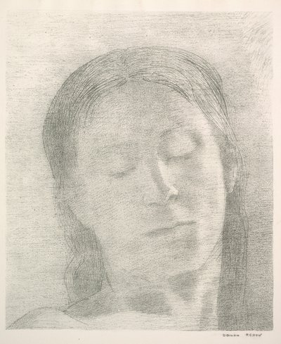 Øyne lukket, 1890. av Odilon Redon