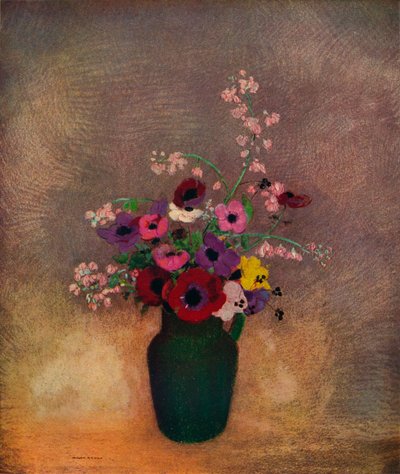 Blomster i en grønn vase, c1910 av Odilon Redon