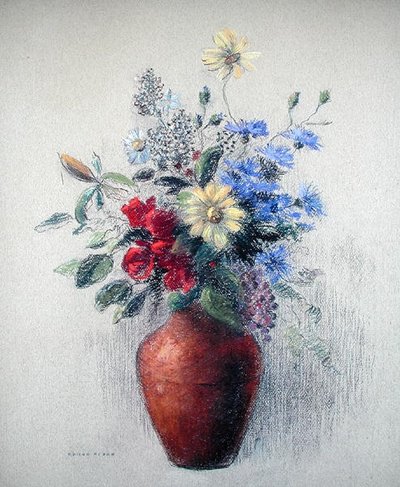 Blomster (pastell på papir) av Odilon Redon
