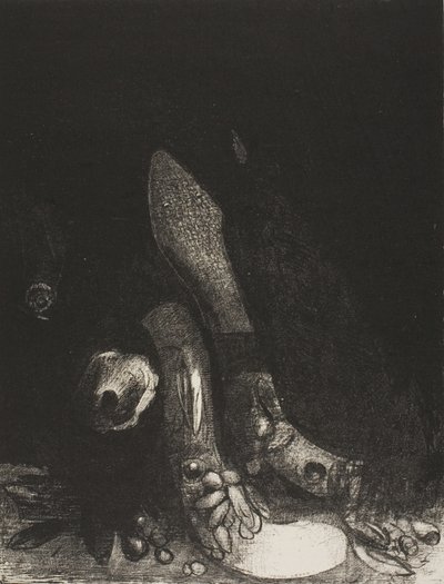 Blomster faller og hodet til en pyton dukker opp, plate 5 av 24 av Odilon Redon