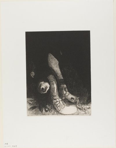 Blomster faller og hodet til en pyton dukker opp, plate 5 av 24 av Odilon Redon