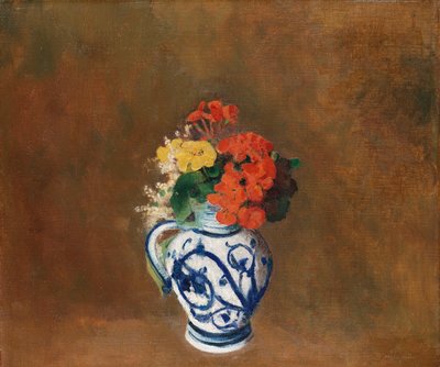 Blomster i en blå vase, ca. 1900 av Odilon Redon