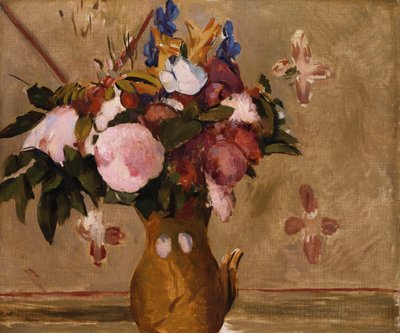 Blomster i en vase, kopi etter et maleri av Cezanne, ca. 1886 av Odilon Redon