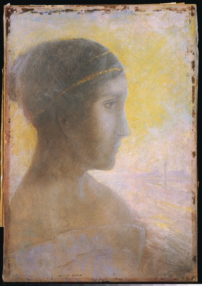 Leder for en ung kvinne i profil, ca. 1895 av Odilon Redon