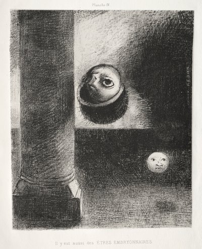 Homage to Goya: There Were Also Embryonic Beings, 1885. av Odilon Redon