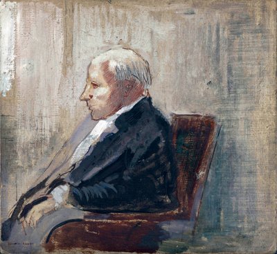 Sittende mann - Maleri av Odilon Redon (1840-1916), olje på papp (21,9x23,5 cm), ca. 1910 - MOMA (Museum of Modern Art), New York (USA) av Odilon Redon