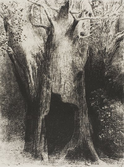 Jeg stupte inn i ensomhet. I Dwelt in the Tree behind Me, plate 9 av 24 av Odilon Redon