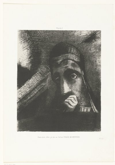 Jeg så i drømmen min et mystisk ansikt på himmelen Dans mon rêve, je vis au Ciel un VISAGE DE MYSTÈRE (tittel på objekt) av Odilon Redon