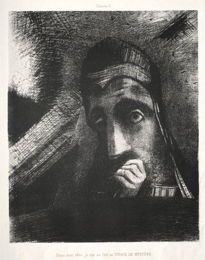 I min drøm så jeg på himmelen et ansikt av mystikk av Odilon Redon