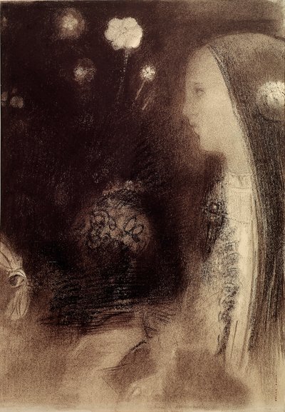 I drømmen Gravering av Odilon Redon (1840-1916) 1879 Paris, privat samling av Odilon Redon
