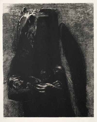 Det er djevelen, som bærer de syv dødssyndene under sine to vinger av Odilon Redon