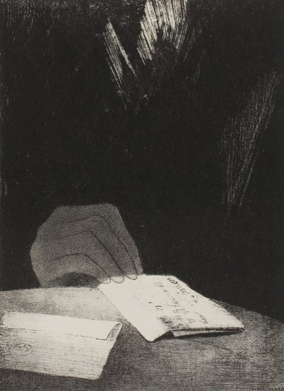 Det var en hånd, tilsynelatende like mye av kjøtt og blod som mitt eget, plate 4 av 6 av Odilon Redon