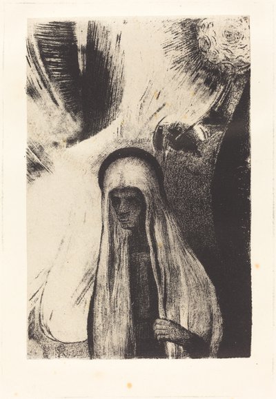 Den gamle kvinnen: Hva er du redd for? Et stort svart hull! Kanskje det er tomt? (Hva er du redd for? Et bredt svart hull! Det er tomt, kanskje!) av Odilon Redon