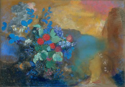 Ophelia blant blomstene, ca. 1905-8 (pastell på papir) av Odilon Redon