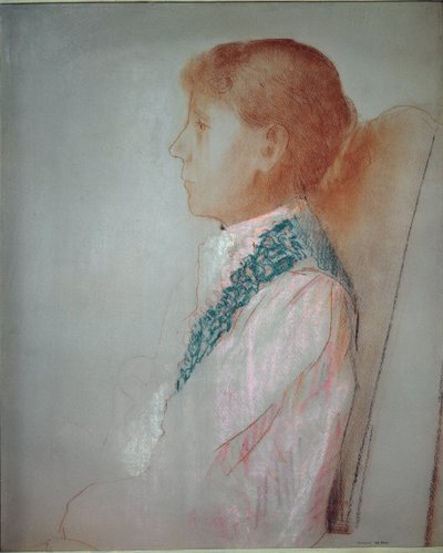 Portrett av Madame Odilon Redon - Pastell av Odilon Redon