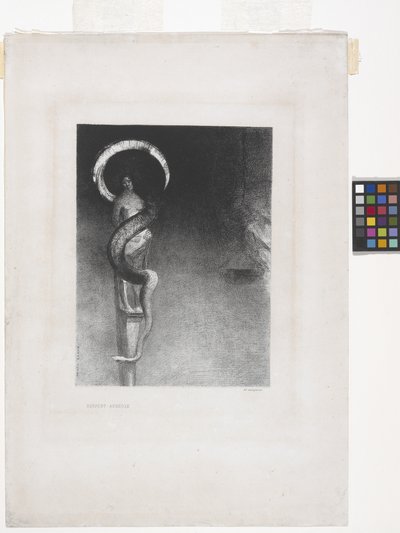 Serpent-Aureole (litografi på kinesisk applikasjonspapir) av Odilon Redon
