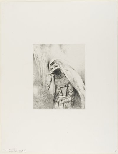 Hun tegner fra brystet en svamp, perfekt svart, og dekker den med kyss, plate 8 av 24 av Odilon Redon