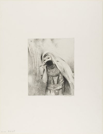 Hun trekker fra brystet en svamp, perfekt svart, og dekker den med kyss, plate 8 av 24 av Odilon Redon
