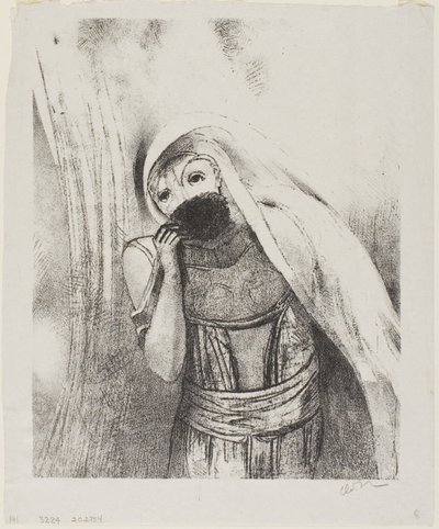 Hun trekker fra brystet en svamp, perfekt svart, og dekker den med kyss, plate 8 av 24 av Odilon Redon