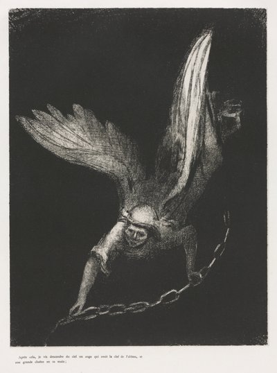 The Apocalypse of Saint John: Og jeg så i høyre hånd av ham som lørdag..., 1899. av Odilon Redon