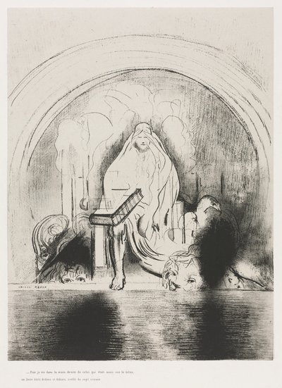 The Apocalypse of Saint John: Og jeg så i høyre hånd av ham som satt på tronen ..., 1899. av Odilon Redon