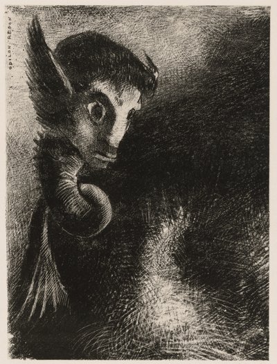 Chimeraen stirret på alle ting med frykt, fra natt av Odilon Redon